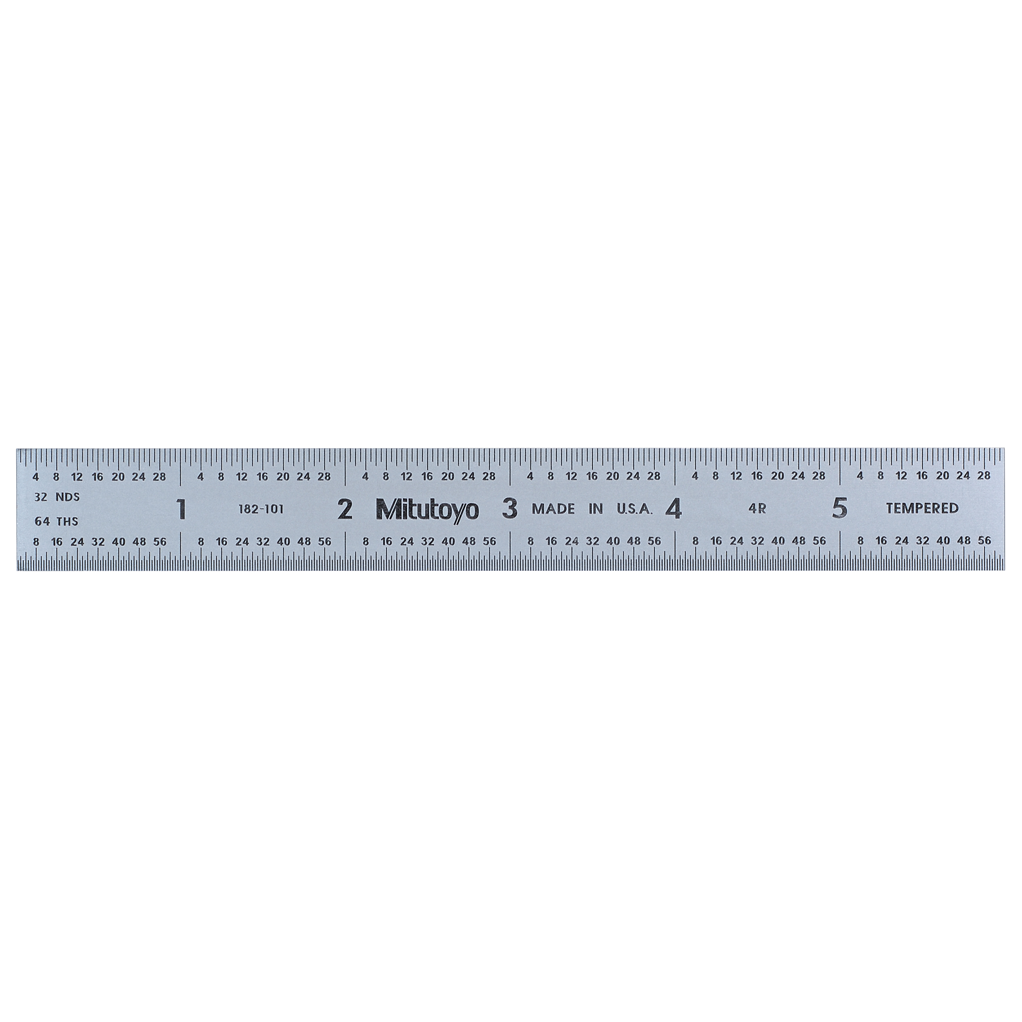 Mitutoyo Steel Rule - 6in., 4R, 3/4in. Wide, Satin Chrome Finish, Model# 182-101